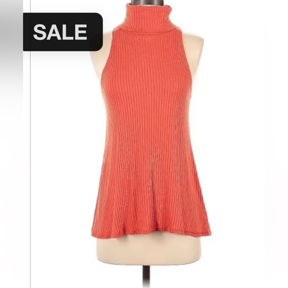 Free People Sleeveless Ribbed Orange Dress